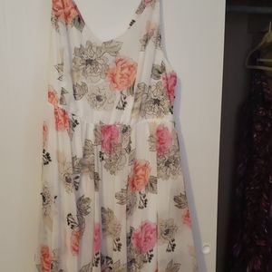 White Floral Chiffon Mini Dress